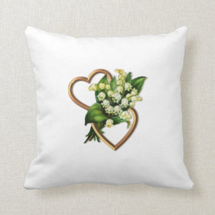 Two Hearts with Lilies of the Valley Cushion