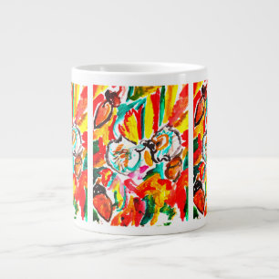Two hedgehogs play autumn . large coffee mug