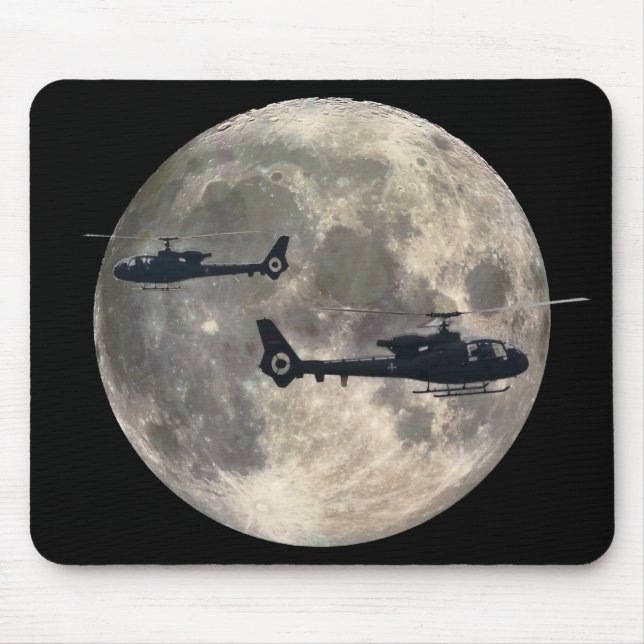 two helicopters silhouetted by a full moon mouse pad (Front)