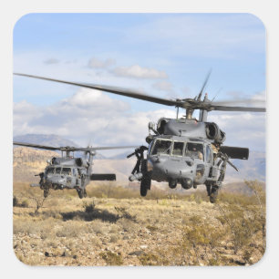 Two HH-60 Pavehawk helicopters preparing to lan Square Sticker
