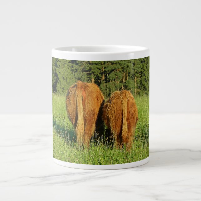 Two Highland Cattle Rears in Upper Austria Large Coffee Mug (Front)