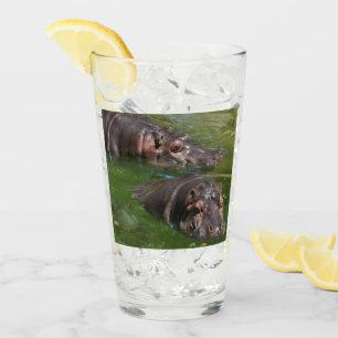 Two Hippos In A Pond, Drink Glass