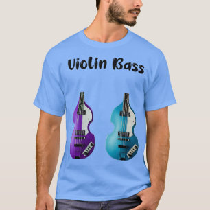 Two Hofner Violin Bass Blue And Purple Musical Ins T-Shirt