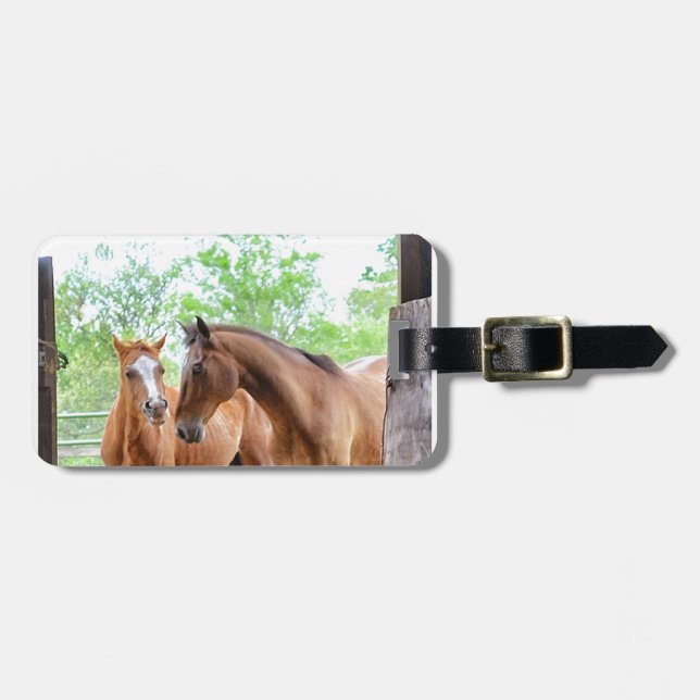 Two horse friends luggage tag (Front Horizontal)