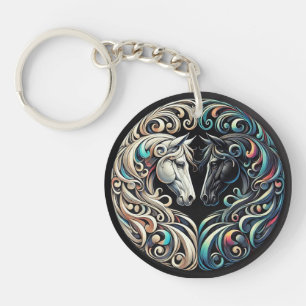 Two horse heads facing each other key ring