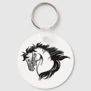 Two Horse Heads Key Ring