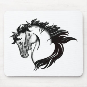 Two Horse Heads Mouse Pad