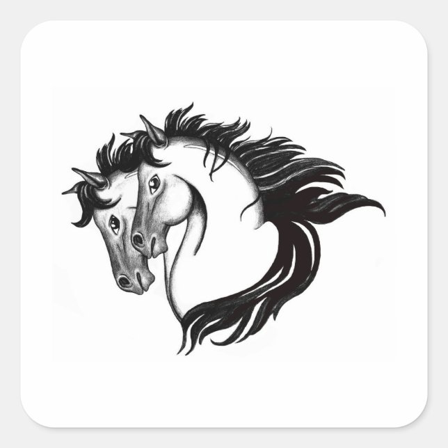 Two Horse Heads Square Sticker (Front)