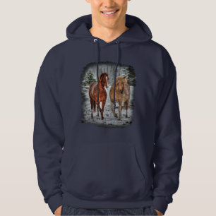 Two Horse Sweethearts in the Snow Photo Art Hoodie
