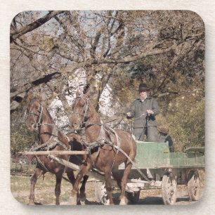 Two Horse Team and Wagon Coaster