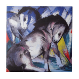 Two Horses (by Franz Marc) Tile