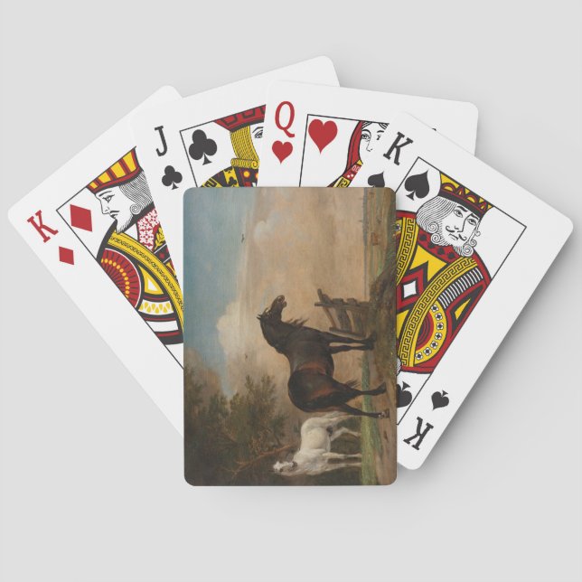 Two Horses in a Meadow Near a Gate (Paulus Potter) Playing Cards (Back)