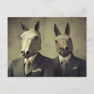 Two Horses in Suits Postcard