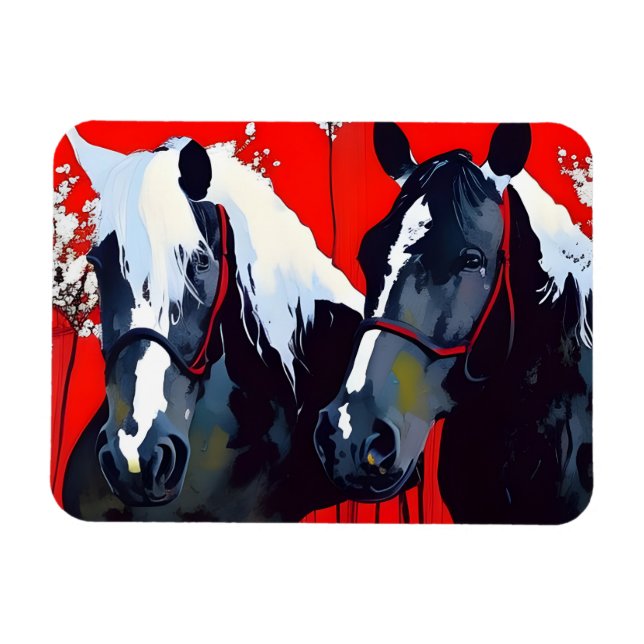 Two Horses  Magnet (Horizontal)