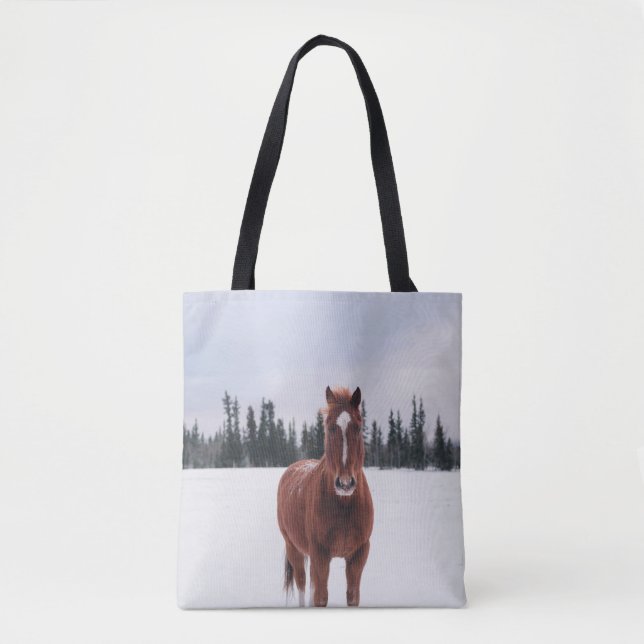 TWO HORSES ON SNOW TOTE BAG (Front)