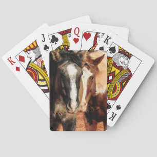 Two Horses Playing Cards