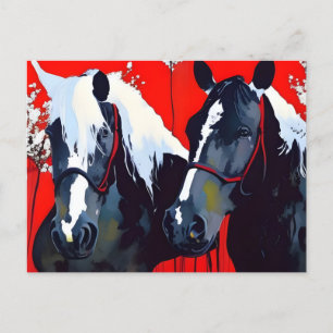 Two Horses Postcard