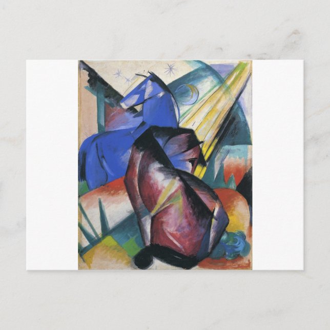 Two Horses, Red and Blue by Franz Marc Postcard (Front)