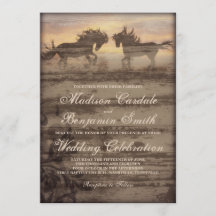 Two Horses Rustic Country Western Wedding Invites