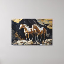 Two Hose Taking a Stroll on the Rocks Artwork Canv