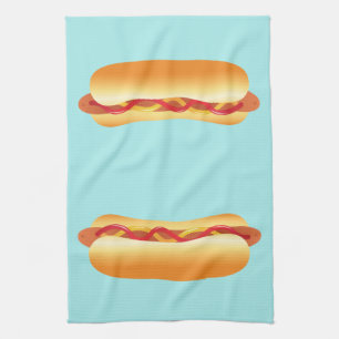 Two Hot Dogs Tea Towel