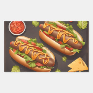 Two hotdog rectangular sticker