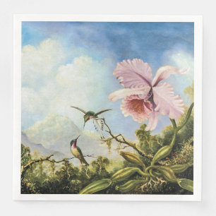 Two Hummingbirds and an Orchid  Paper Guest Towels Napkin