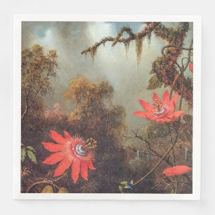 Two Hummingbirds Perched on Passion Flower Vines  Napkin