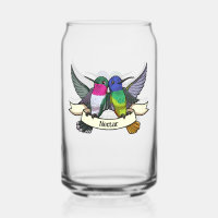 Two Hummingbirds With Text Ribbon Nectar Cartoon