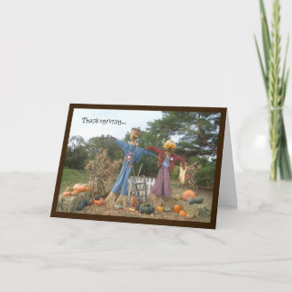 Two Humourous Scarecrows Thanksgiving Card