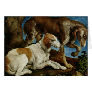 Two Hunting Dogs Tied to a Tree Stump, c.1548-50