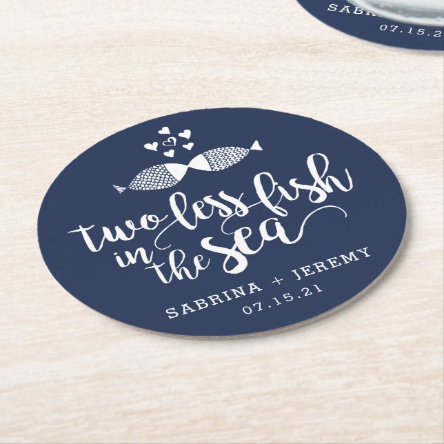 Two if By Sea | Personalised Wedding Round Paper Coaster (Angled)