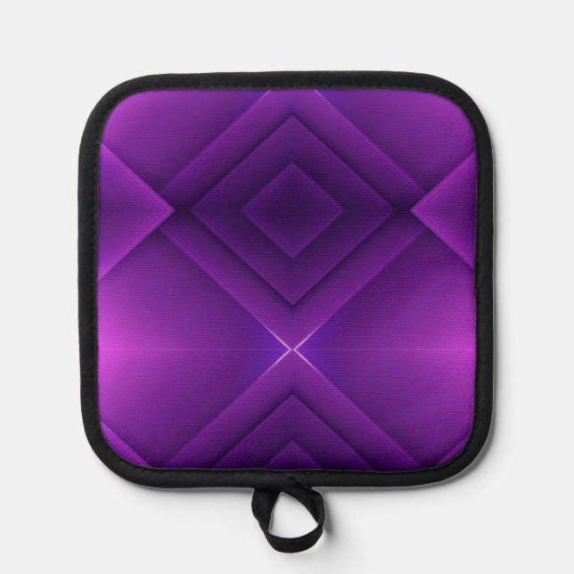 Two images of a purple pot holder with a geometric (Front)