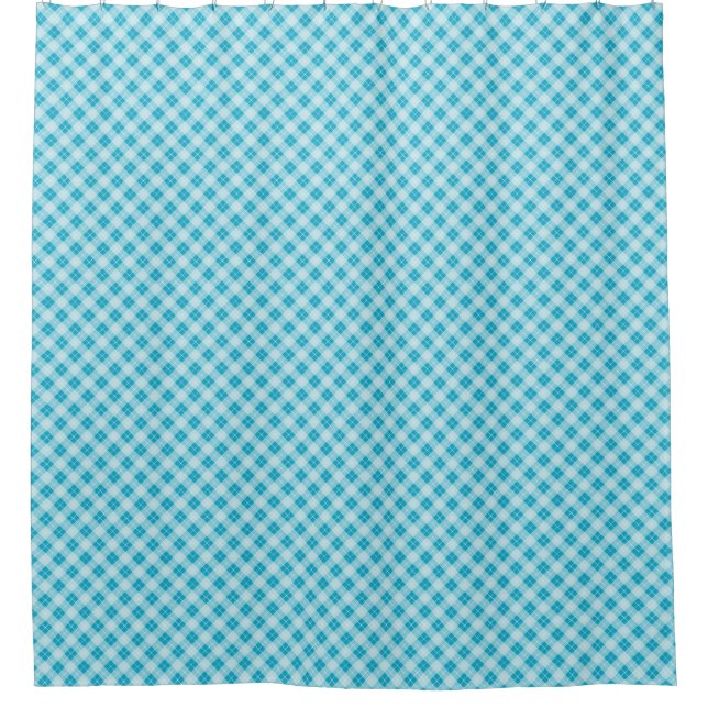 Two images of a shower curtain with a blue  (Front)