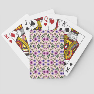 Two images showing playing cards with a floral