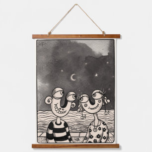 Two In love ink Drawing Hanging Tapestry