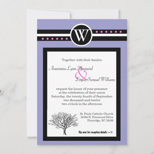 TWO IN ONE WEDDING CEREMONY & RECEPTION INVITATION (Front)