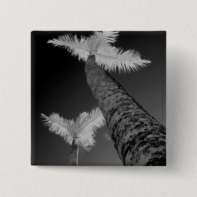 Two infrared palm trees. 15 cm square badge (Front)
