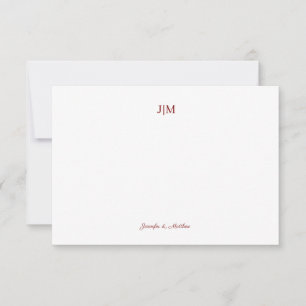 Two Initial Monogram Black Couple Stationer Thank You Card