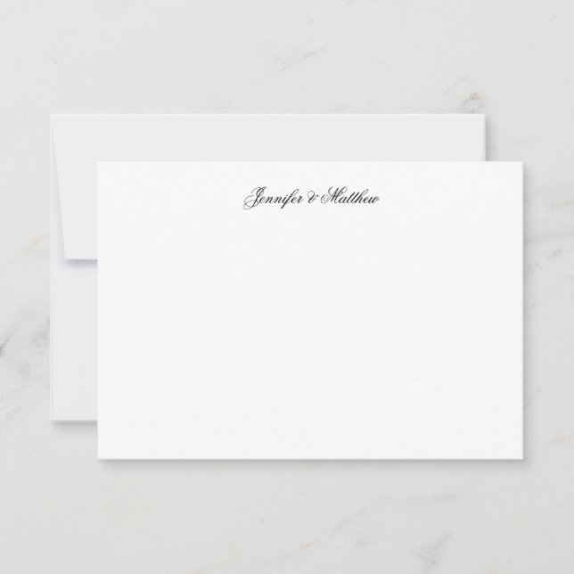 Two Initial Monogram Black Couple Stationery Thank You Card (Front)