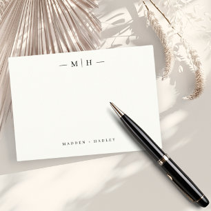 Two Initial Monogram Elegant Couple Stationery Card