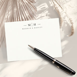 Two Initial Monogram Elegant Couple Stationery Card