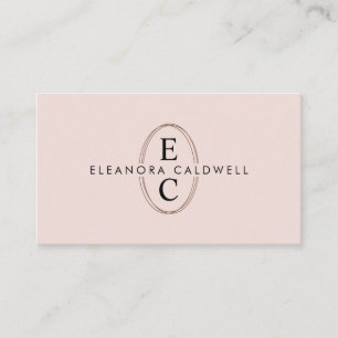 Two Initials Monogram Rose Gold Logo Blush Pink Business Card