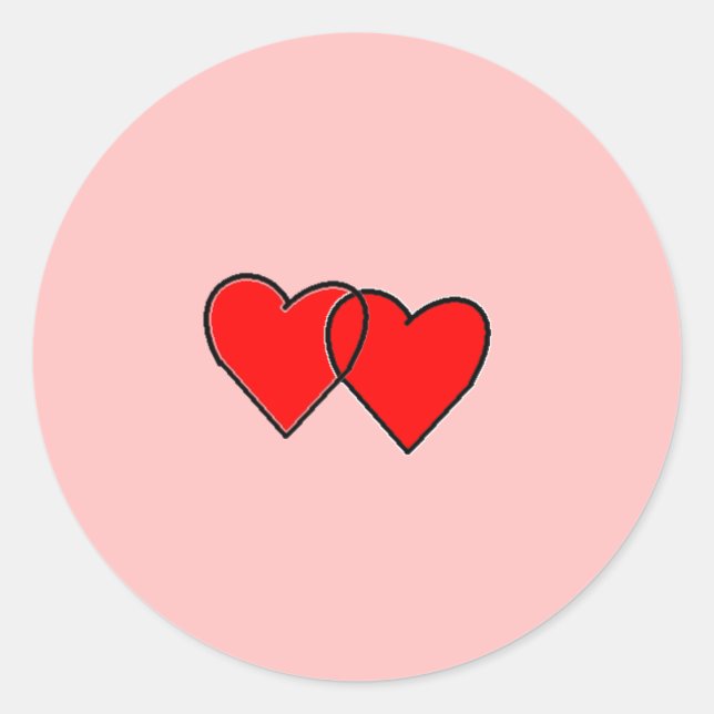 Two Interlocking Hearts Classic Round Sticker (Front)