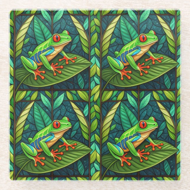 Two intricately designed panels feature vibrant  glass coaster (Front)