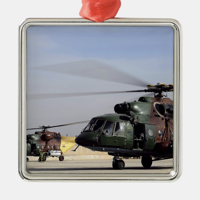 Two Iraqi Mi-17 Hip Helicopters Metal Tree Decoration (Front)
