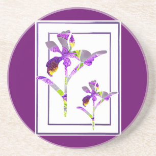 Two Irises ~ Sandstone Drink Coaster