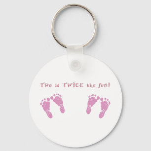 Two is twice the fun - twin girls key ring