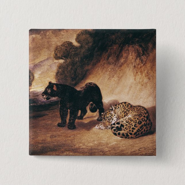 Two Jaguars from Peru 15 Cm Square Badge (Front)