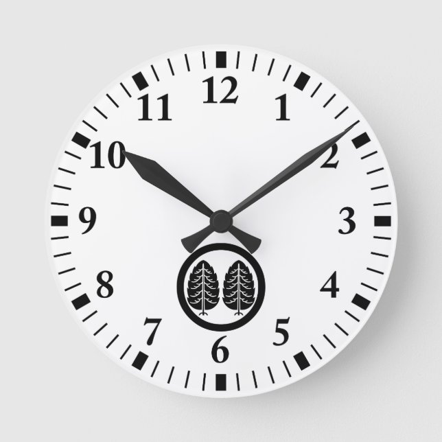 Two Japanese cedars in circle Round Clock (Front)